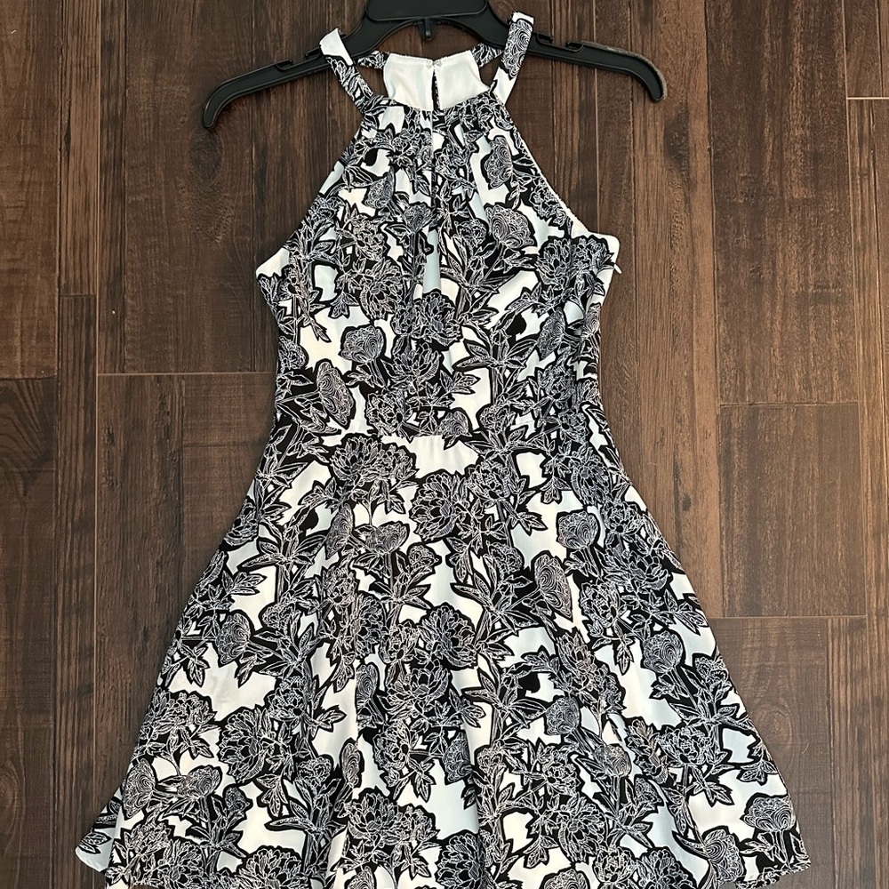 Express Black and White Halter A-Line Dress